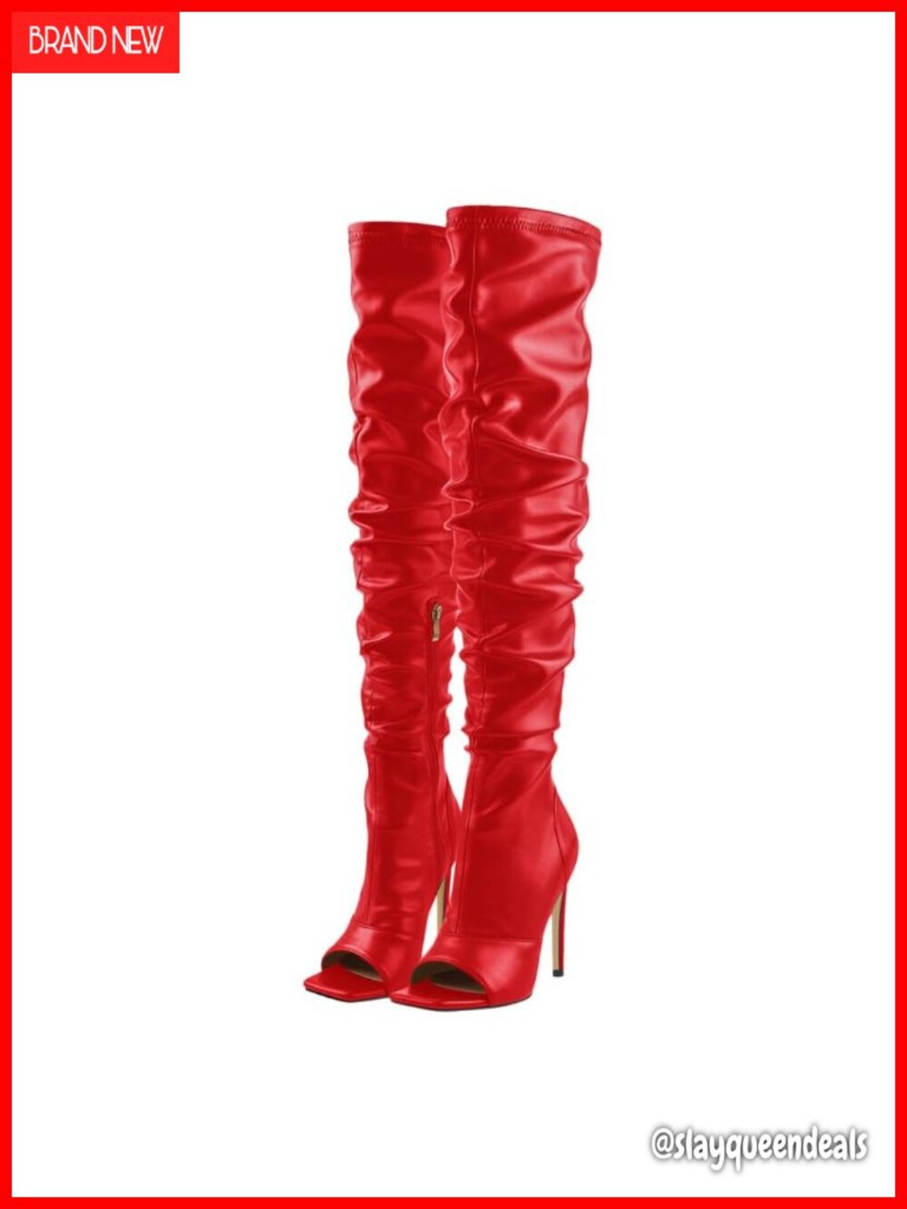 LISHAN Women's Stiletto Heel Over the Knee Boots Wide Calf Rhinestone Lace Up